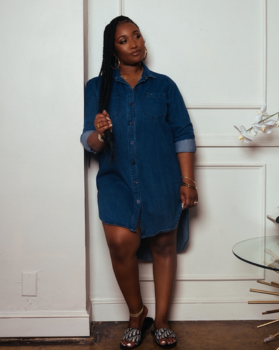 It Gets Deep Denim Dress