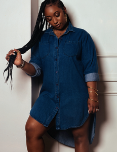 It Gets Deep Denim Dress