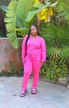 Load image into Gallery viewer, Anything But Basic Sweatsuit (Pop of Pink)