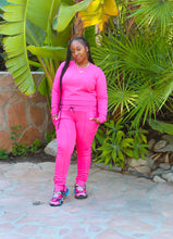 Load image into Gallery viewer, Anything But Basic Sweatsuit (Pop of Pink)